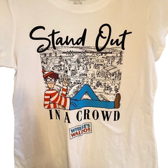 Where’s Waldo vneck shirt sleeve stand out in the crowd XXL - Picture 3 of 6